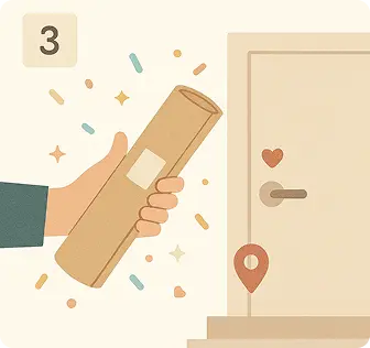 A rolled portrait print arriving at the door