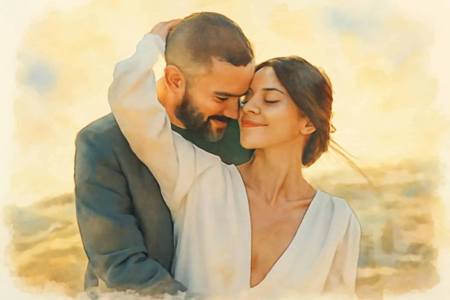 Personalised couple portrait artwork created from the customer photo